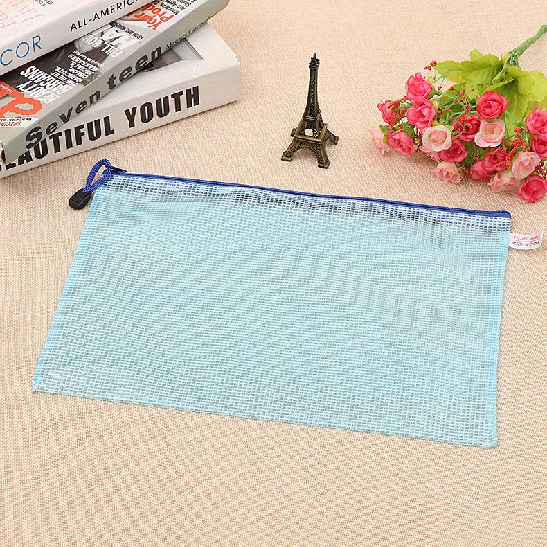 PVC Thickened Mesh Zipper File Bag with Printed Logo