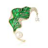 Creative Personality Enamel Copper Zircon Leaf Brooch Exquisite High-End Women'S Suit Coat Corsage Jewelry Pin