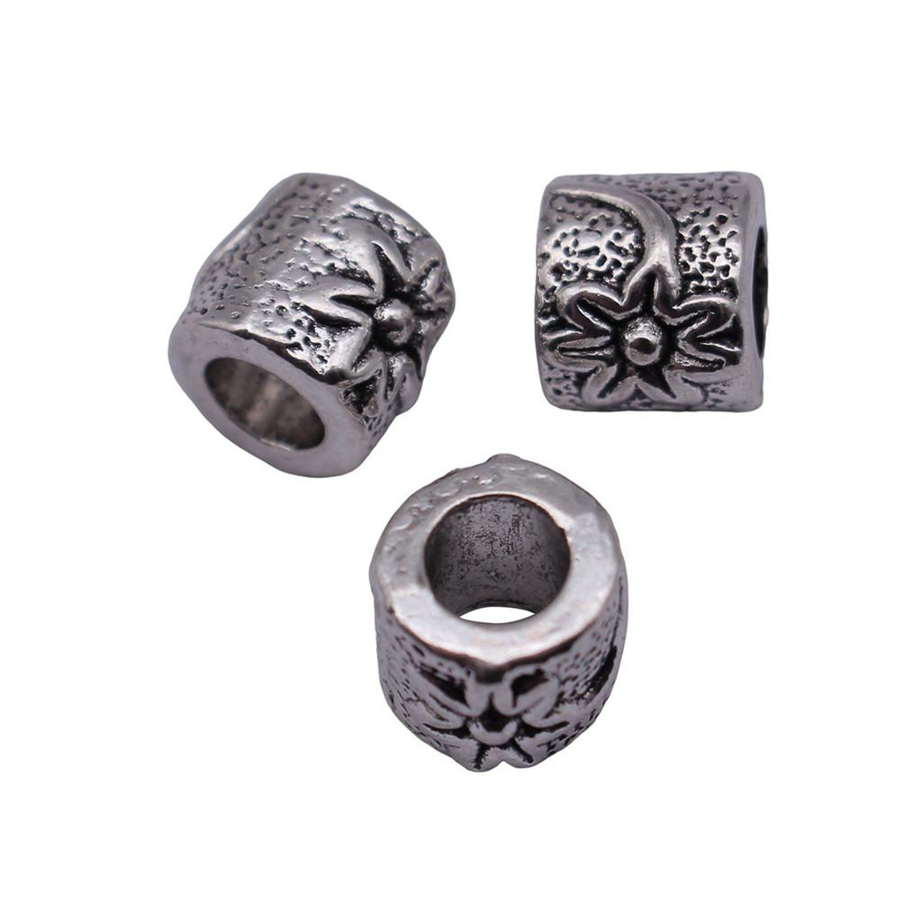 Vintage Floral Pattern Cylinder Beads Antique Style Large Hole Spacers For DIY