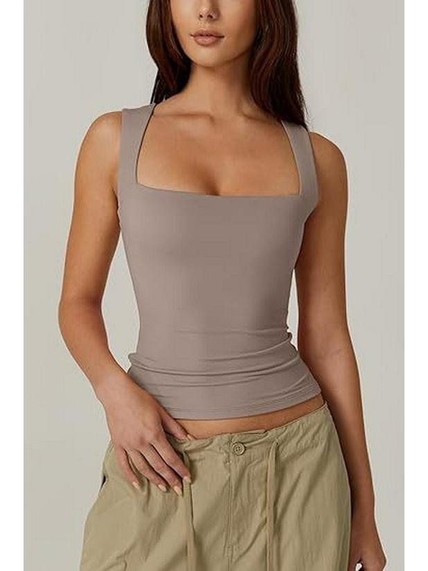 European & American Street Style Square Neck Slim Tank Top - Women's Fashion Base Layer 2025