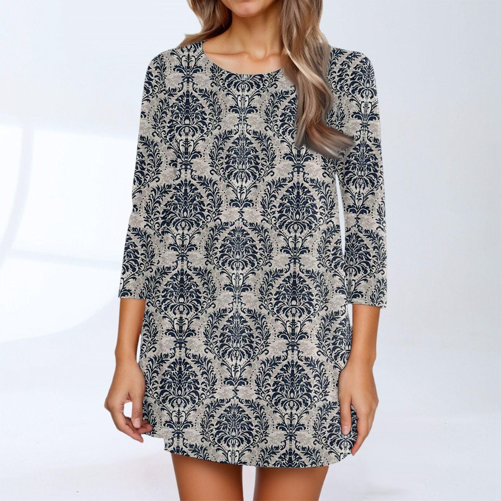 

Women s Fashion Casual Three,quarter Sleeve Round Neck Top XXL