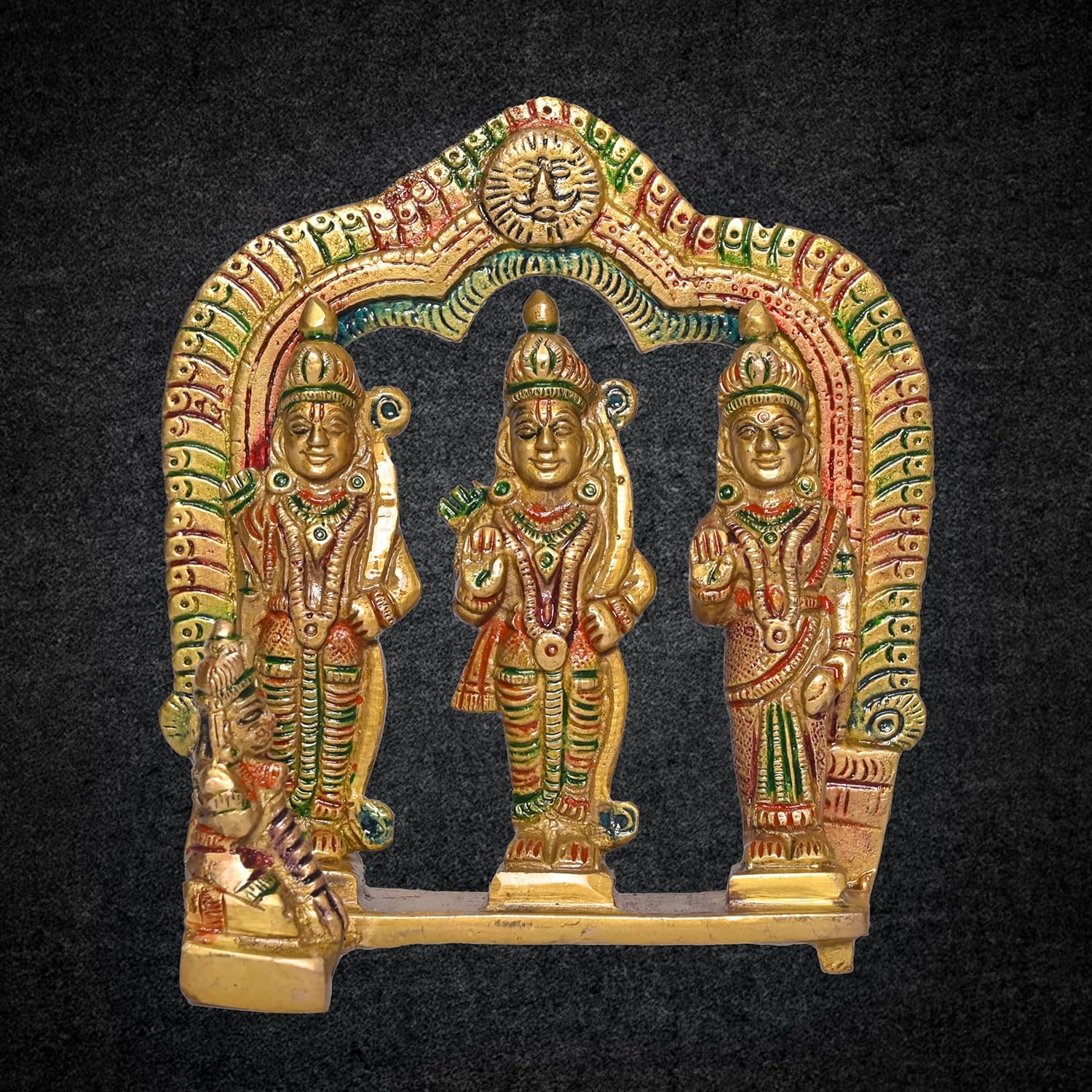 100% Pure Brass Shree Ram Darbar Idol Decorative Showpiece Figurine, Multicolor