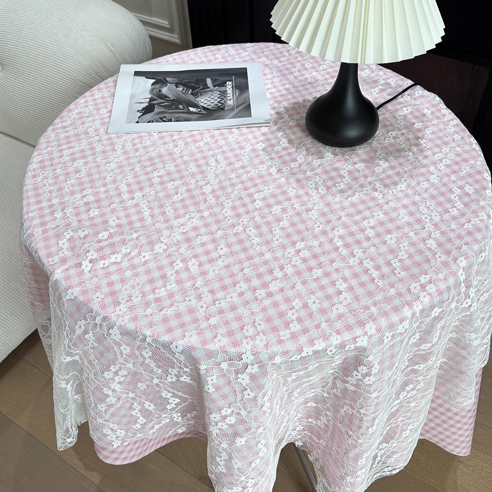 Lace Floral Tablecloth Desk Flannel Fabric Decoration Small Coffee Table Bedside Table Rectangular Retro Korean Style