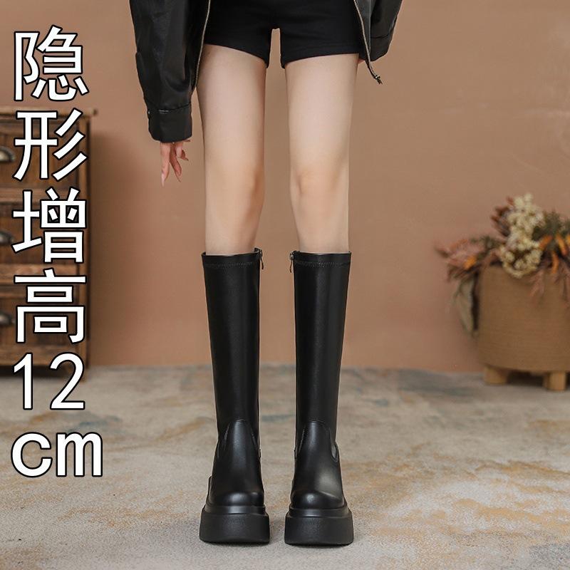 

Увеличение роста 12 см ботинки на толстой подошве маленькие тонкие ботинки новые рыцарские ботинки spice girls но ботфорты женские 39