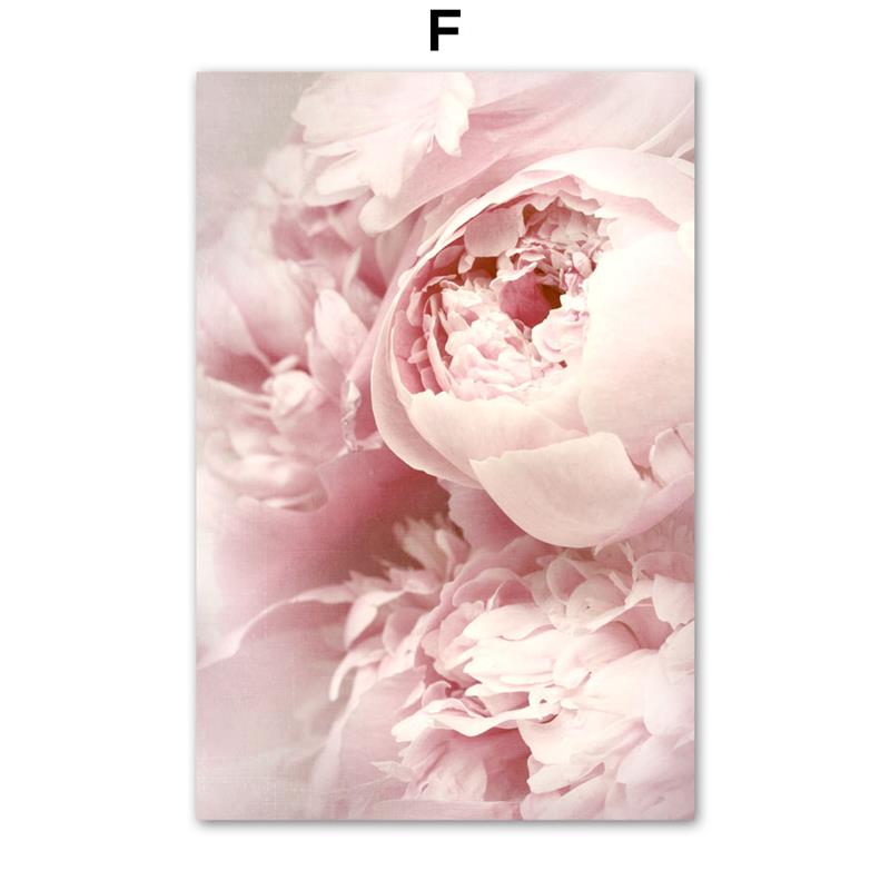 Nordic Wall Art Canvas Painting Posters Pink Flowers Rose Peony Minimalism Quotes Print Wall Pictures For Living Room Home Decor