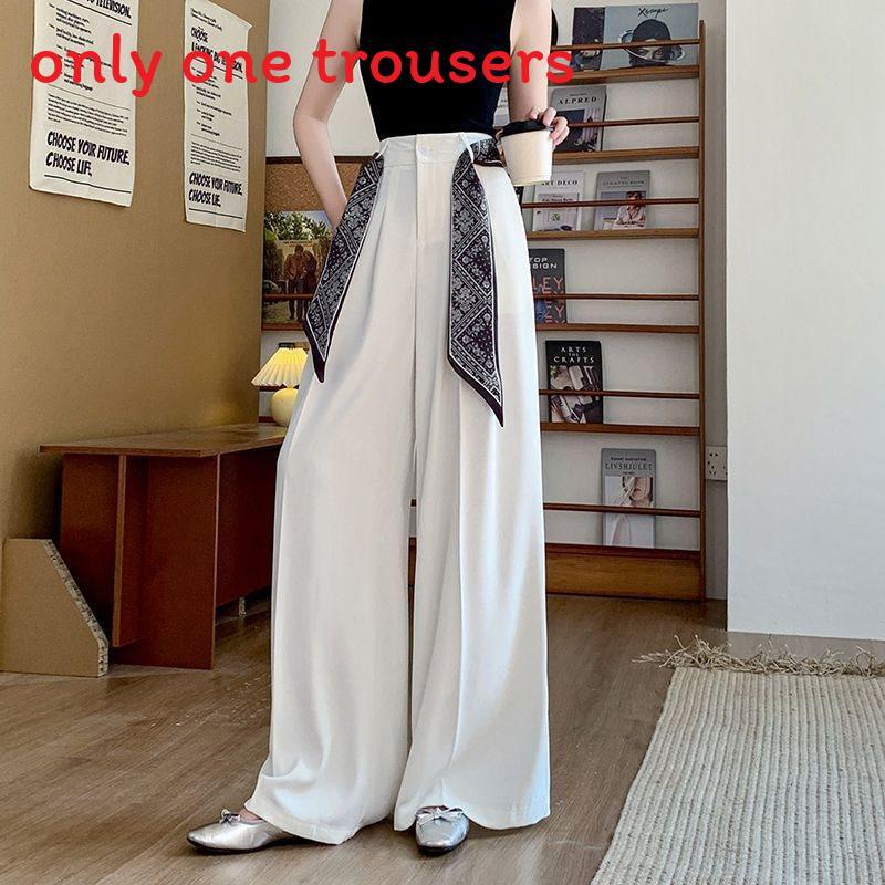 Silk Scarf Wide Leg Suit Pants For Women With High Waist Casual Style Spring Summer
