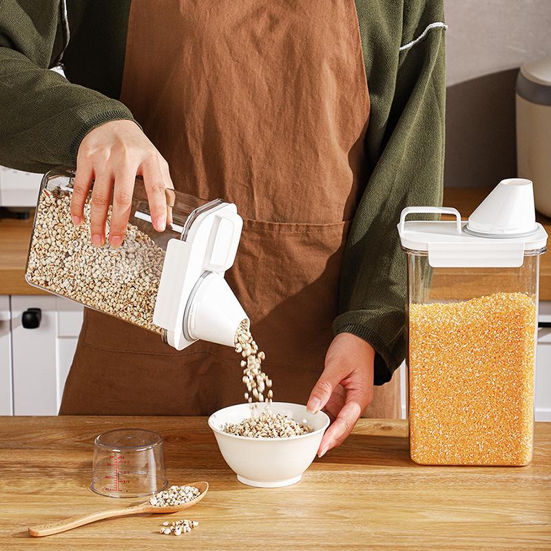 Sealed Transparent Food Storage Box Tank Rice Bucket Container Kitchen Dry Goods Organizer Grains Dispenser Jar for Bulk Cereals