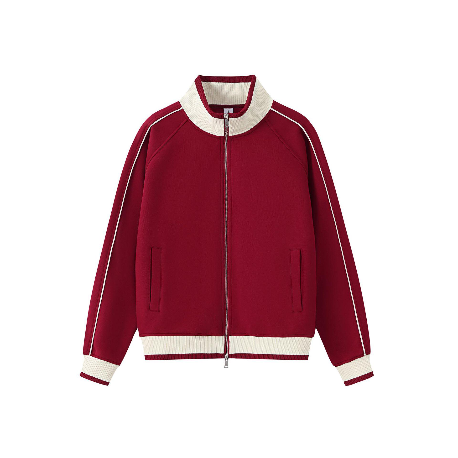 

380g Retro Color Block Cotton Hoodie - Custom Stand Collar Jacket S