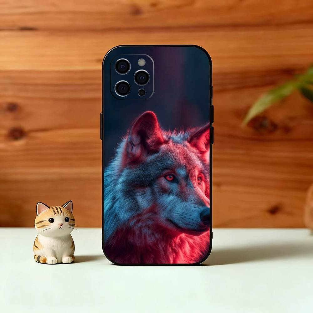 Savage Wolf Theme Phone Case For iPhone 17,16,15,14,13,12,11 Plus,Pro Max,XS,Soft Silicone Black Cover