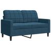 3-teiliges Sofaset mit Kissen Blaues Samt