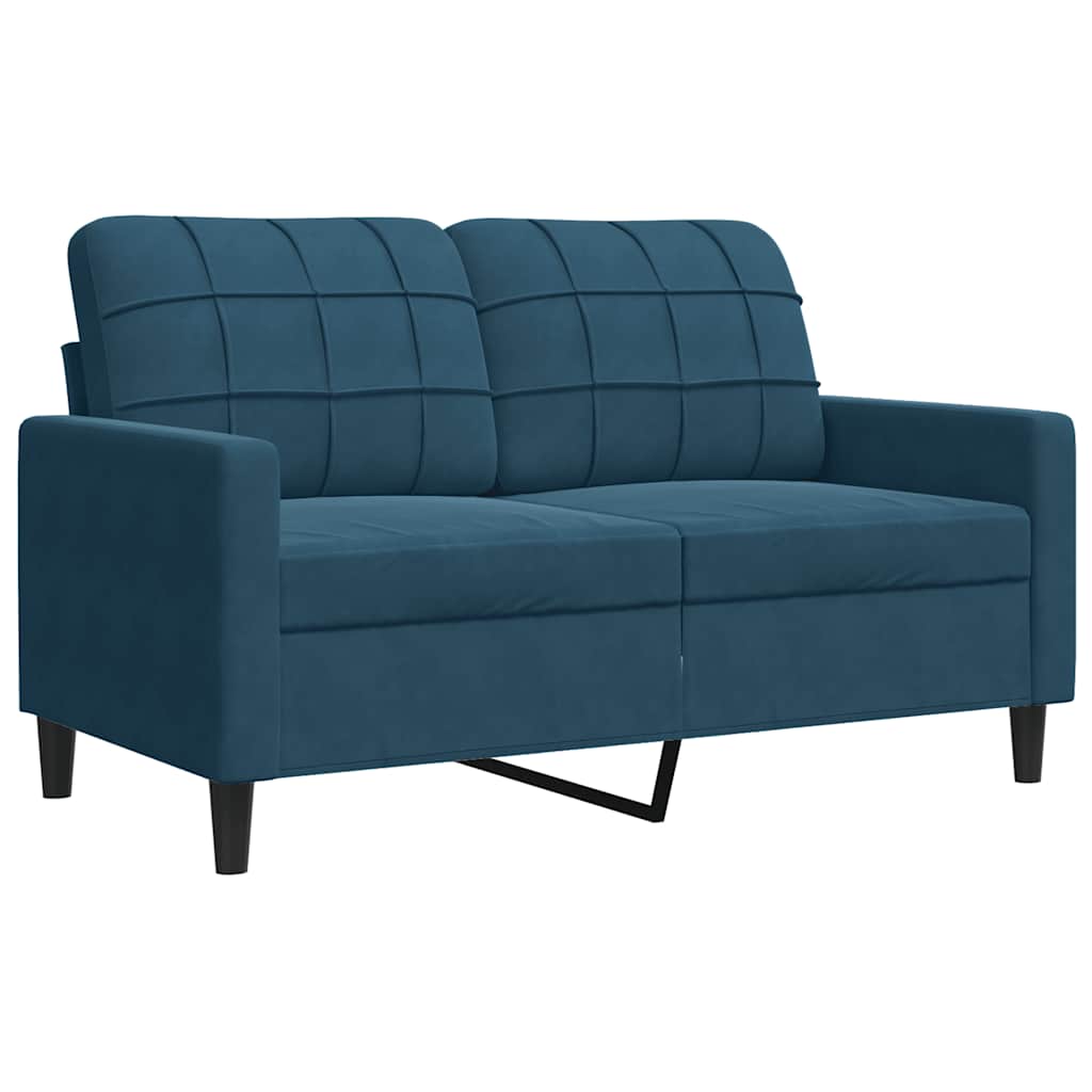 3-teiliges Sofaset mit Kissen Blaues Samt