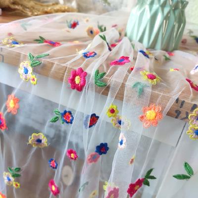 1 Yard Spets Tyll Broderat Tyg Blommigt Nät Voile Blommig Broderad Tyg För Diy Sömnad Klänning Kjol Gardiner Dekor