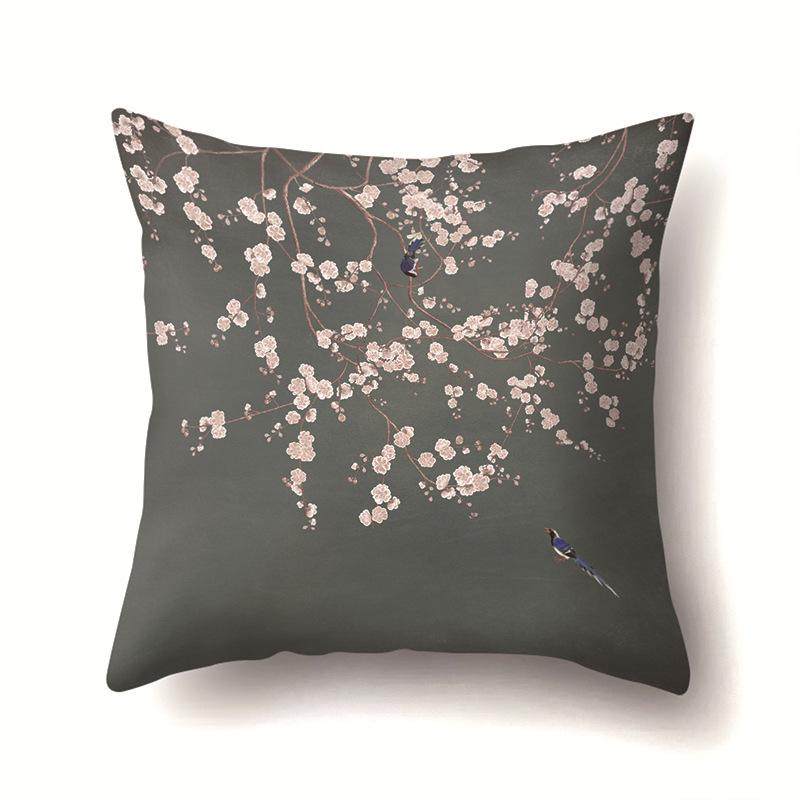 Leaves, Geometric Branches, Sofa Pillowcase, Single-sided Office Cushion Cover, Living Room Pillowcase, Biker Waist Pillowcase