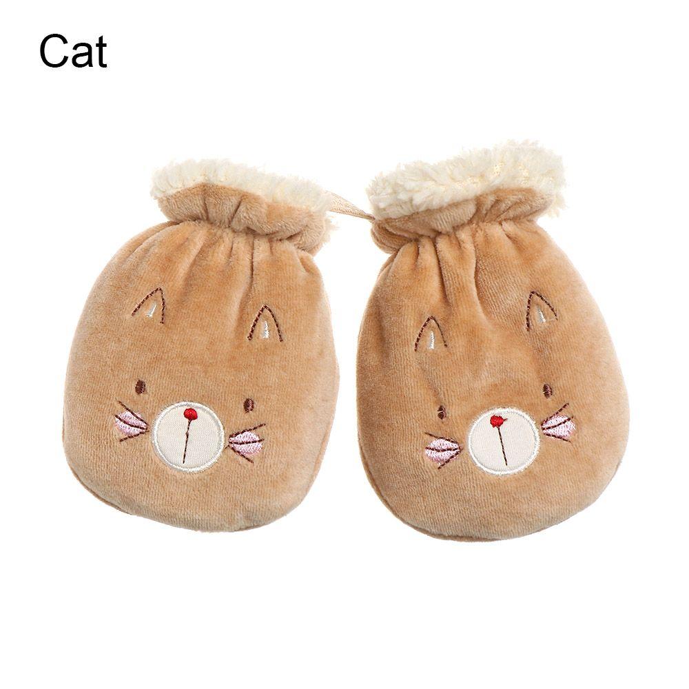 

Winter Fleece Thicken Infant Anti-Grab Gloves Baby Full Finger Mittens Mittens Kids Gloves cat