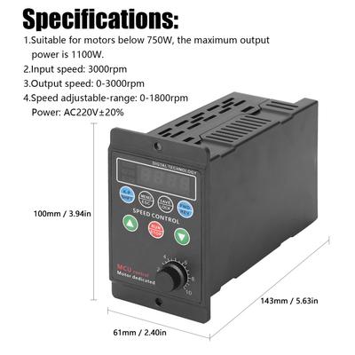Frequency Converter 750W Single Phase Input Programmable Motor Speed Controller   Frequency Drive