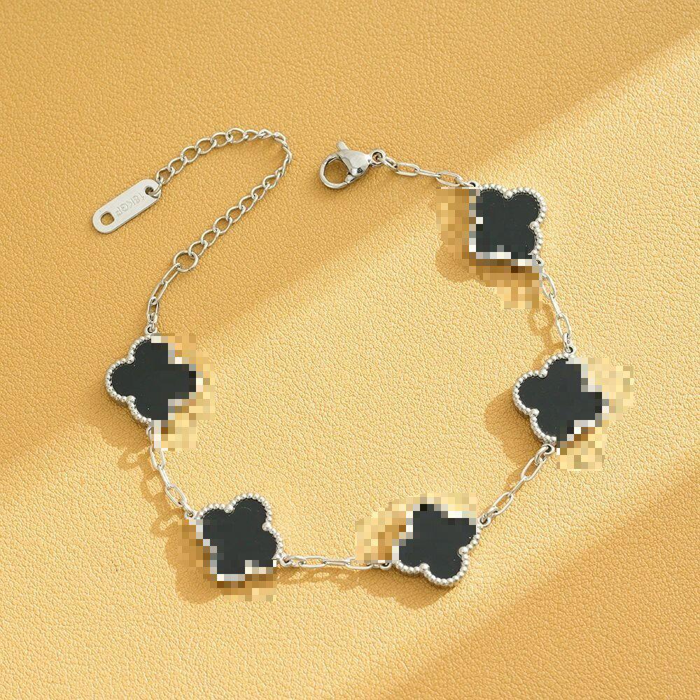 

Браслет из титановой стали высокого класса с подвеской в виде четырехлистного клевера из ракушки – Прочный, устойчивый к выцветанию дизайн