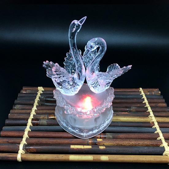 Luz Noturna Romântica de Cisnes Duplos com Luzes LED Coloridas Lâmpada de Humor Alimentada por USB para Decoração de Quarto Presente para Casais para Aniversário e Dia dos Namorados