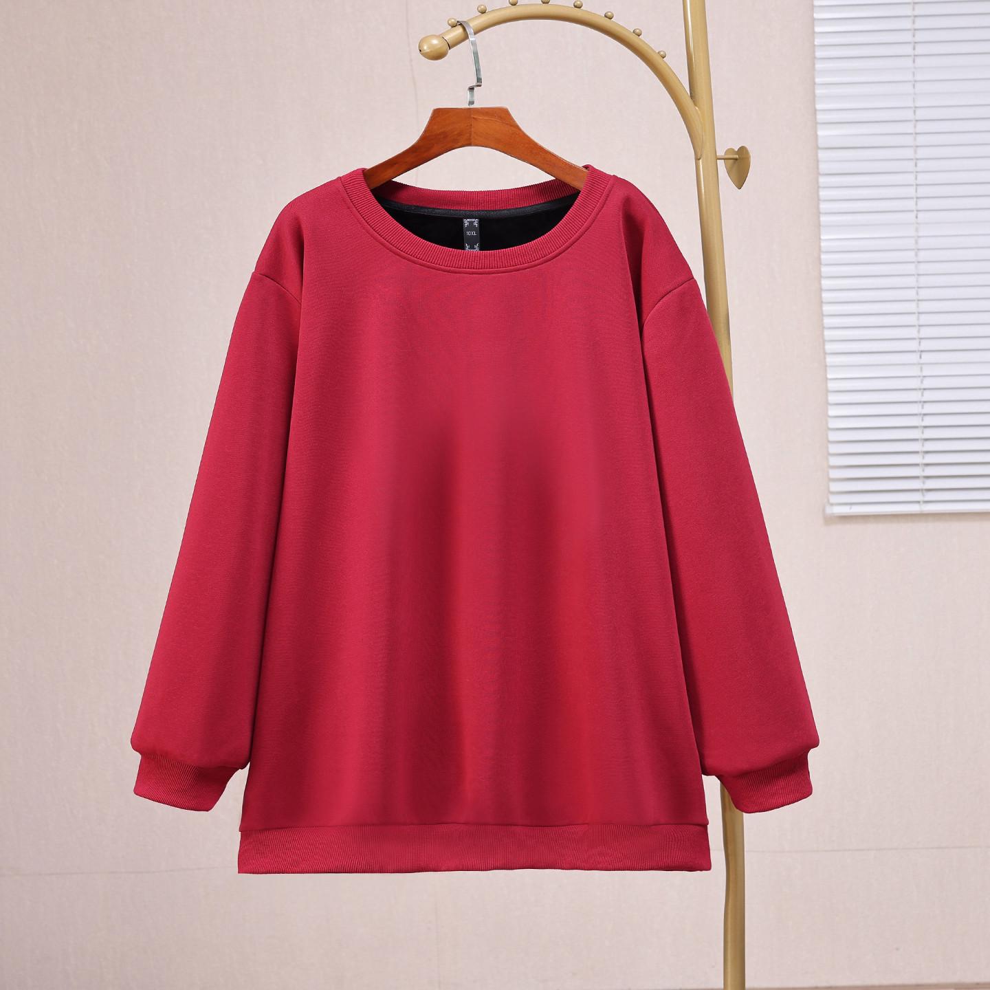 

Plus Size Women s Fleece Lined Round Neck Sweatshirt - Winter Warm, Loose Base Layer, Slimming Top 4XL (70-80 kg)