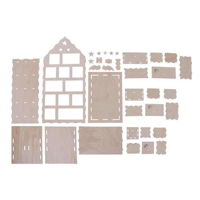 Calendrier de l'avent maison à construire 25,5 x 17,5 cm