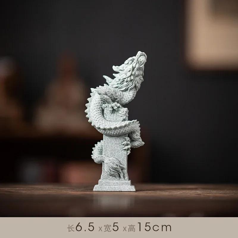 

Статуя дракона Паньлун из песчаника, китайский талисман, домашняя комната, офис, фен-шуй, статуэтка, лучший подарок в год Дракона