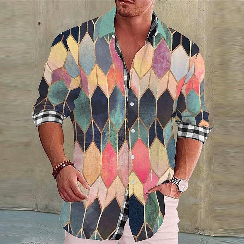 Men's Shirt Creative Colorful Floral Suit Lapel Long Sleeve Fashion Casual 2023 New Designer Design Soft Comfortable Material