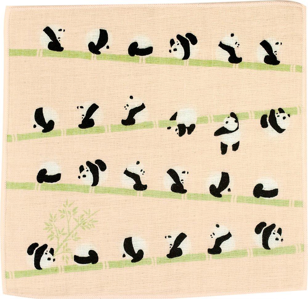 Hamamonyo Japanese Towel Denguri Panda Green Semi-Wash (Towel Handkerchief)