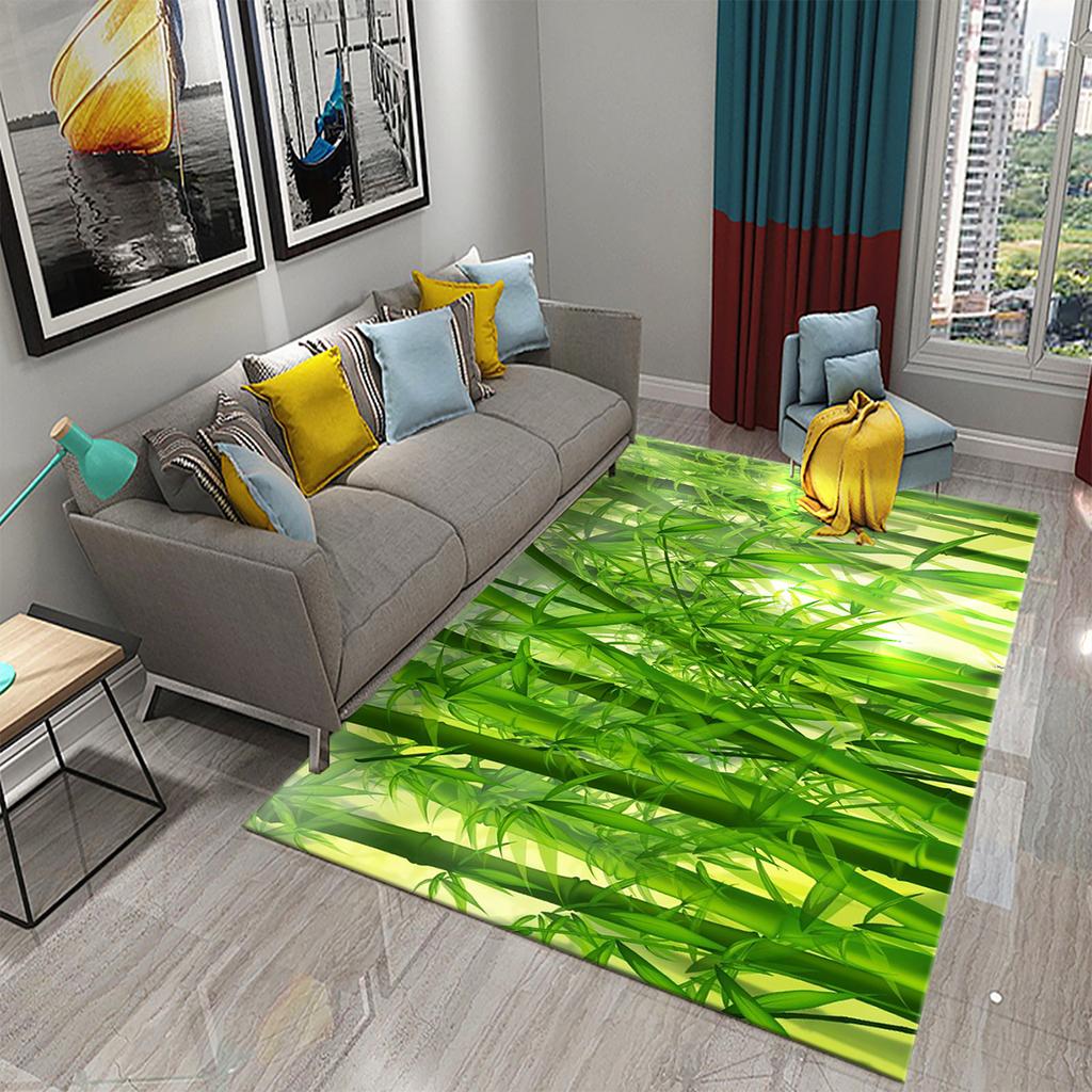 3D Green Bamboo Forest Bamboo Carpet for Bathroom Mat Plants Toilet Rugs Anti-Slip Mat Bedroom Living Room Floor Decor Carpets