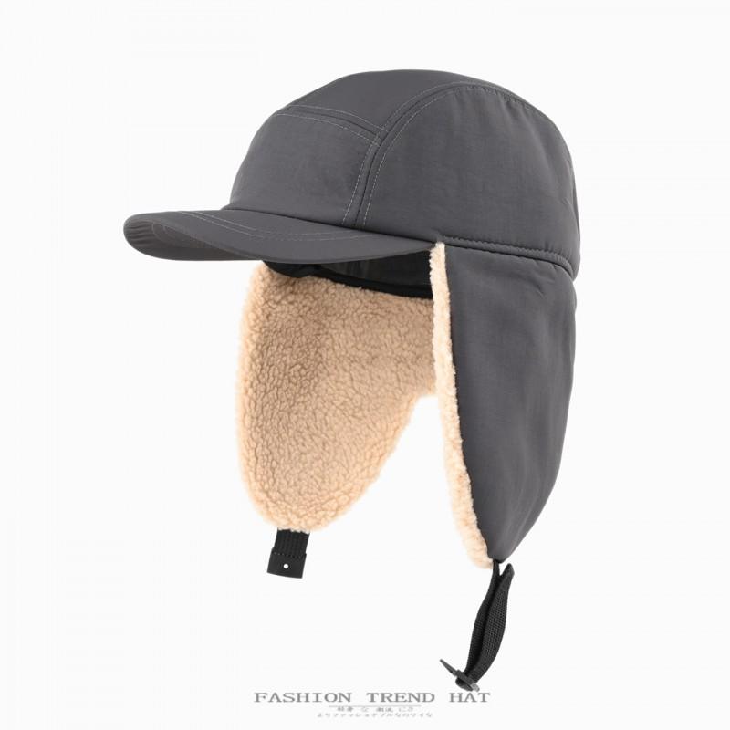 Unisex Warm Fleece Lined Earflap Cap With Curved Brim Winter Hat Outdoor Cycling Daily Wear