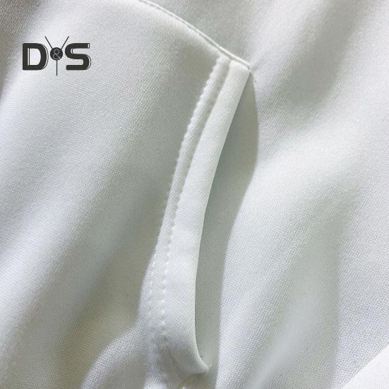 Fall Winter Unisex Hoodie Drawstring Elastic Cuff Thorn Print Thick Fleece Patch Pocket Loose Long Sleeves Pullover Warm Top