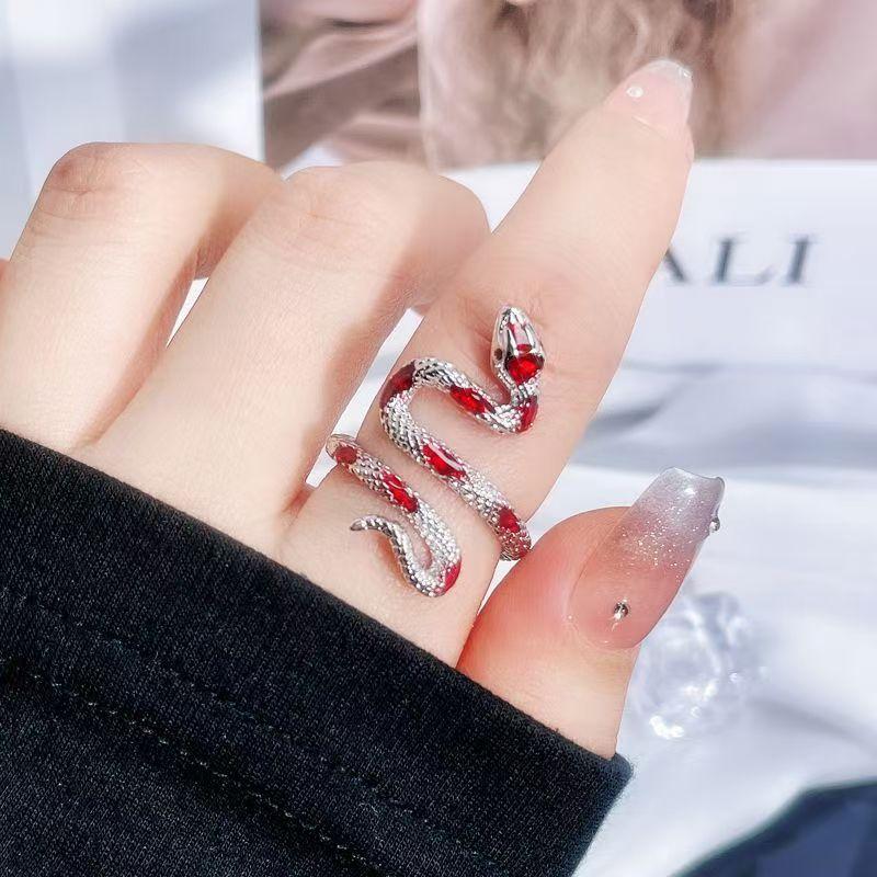 Nischen Design Schlangen Tropfkleber High-End Kalter Stil Unregelmäßiger Ring Trendiger und Cooler Damenring