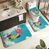 3pcs Ponyo2 Pattern Flannel Nonslip Absorbent Washable Decorative Bathroom Home Toilet Seat Cover Mat
