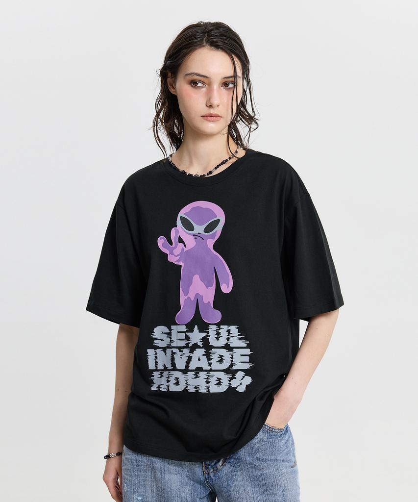HOODHOOD Alien Invasion Short Sleeve T-Shirt Black