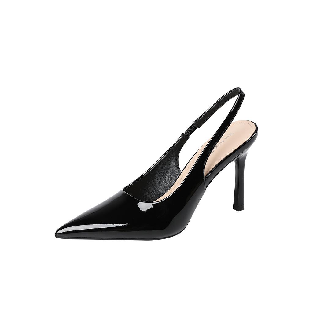 2199-6 Europe and the United States Sexy Black Pointed Strap High Heel Sandals New Bag Head Empty Word with Thin Heel Sandals