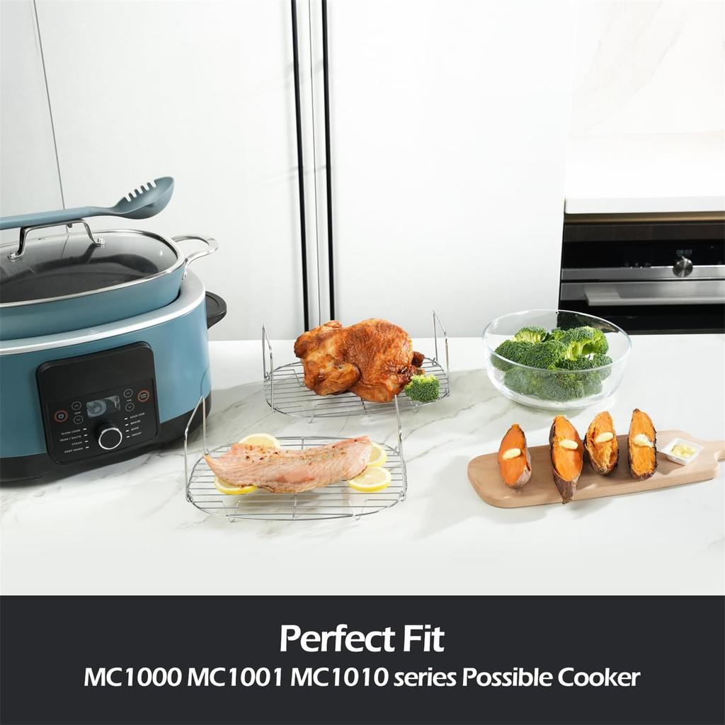 Stainless Steel Rack Cooking Accessory Steaming Holder Roasting Rack Grilling Rack for MC1000 MC1001 MC1010 Slow Cooker