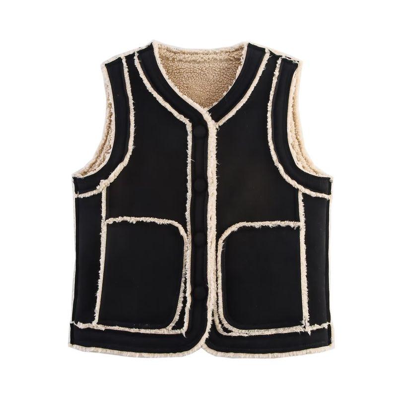 Zbzr Autumn New Women Clothes European and American Fan Car Suede Fur Fur Button Vest Vest