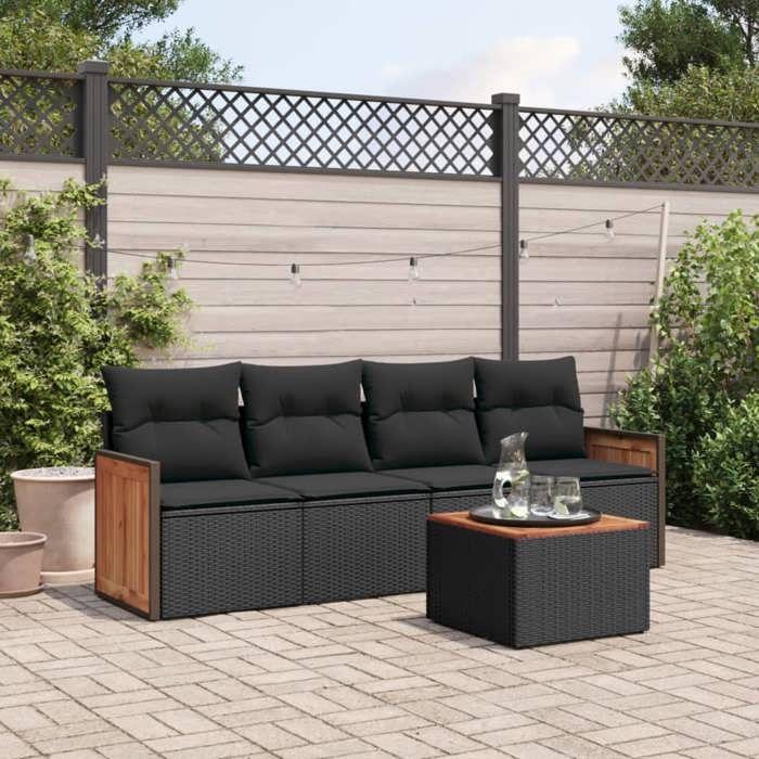 VidaXL Garden Lounge Set with Cushions 5 Pcs, Patio Sofas, Patio Furniture Set, Outdoor Furniture, Black 3227455