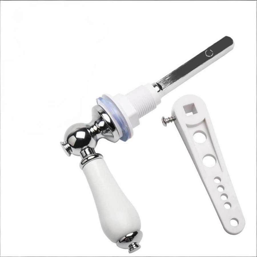 Modern Minimalist Ceramic Toilet Flusher Handle With Zinc Alloy Tank Fittings For Bathroom Renovation