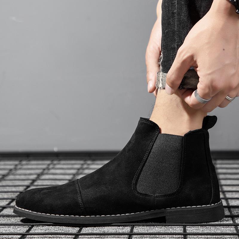 Fashion Pointed Chelsea Boots Men Comfortable Ankle Dress Boots Men Lace Up Cheap Men's Suede Shoes Casual botas chelsea 2024