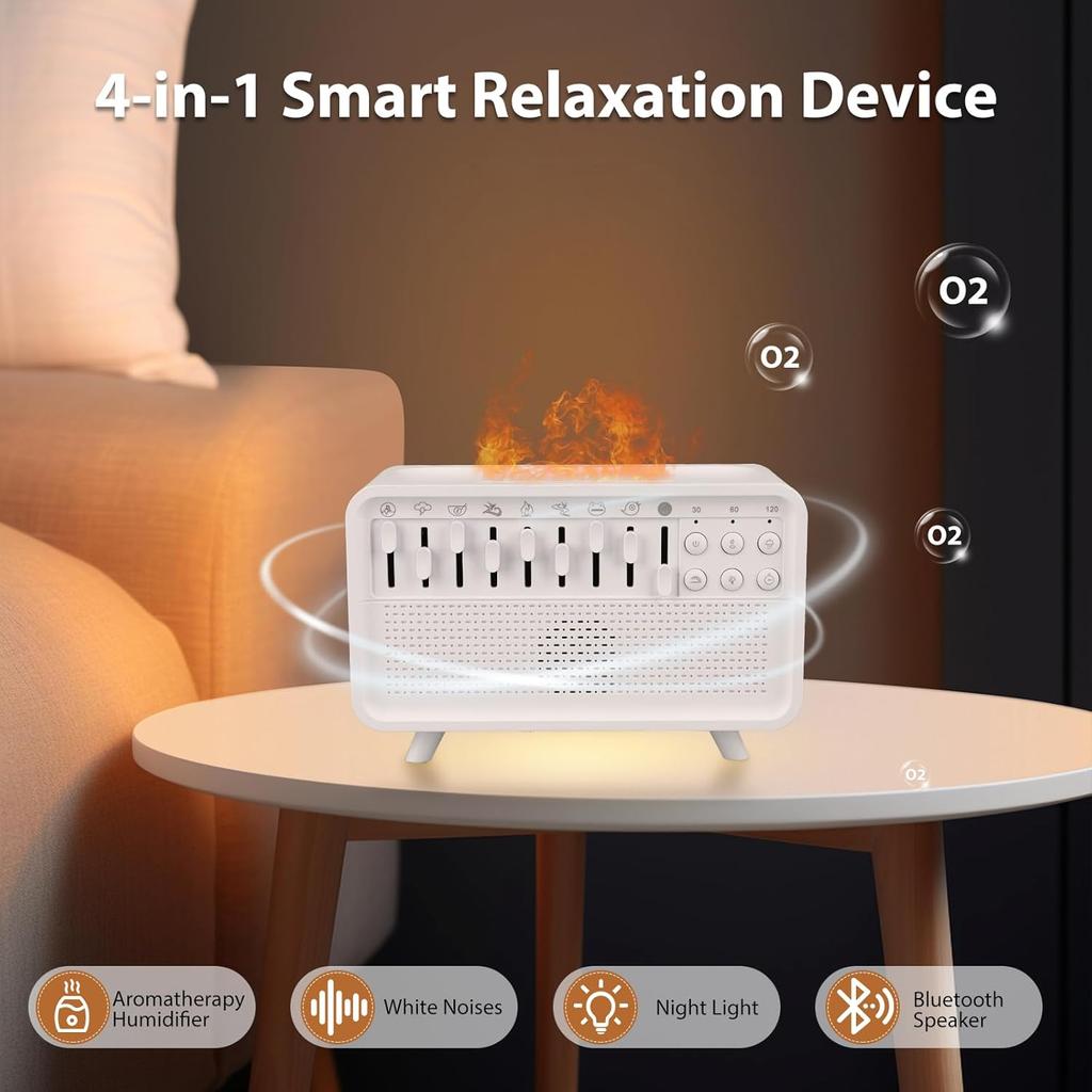 LED Sleep Sound Machine with 8 Nature Sounds Portable BT Speaker Timer Essential Oils Humidifier for Bedroom Living Room Bedside