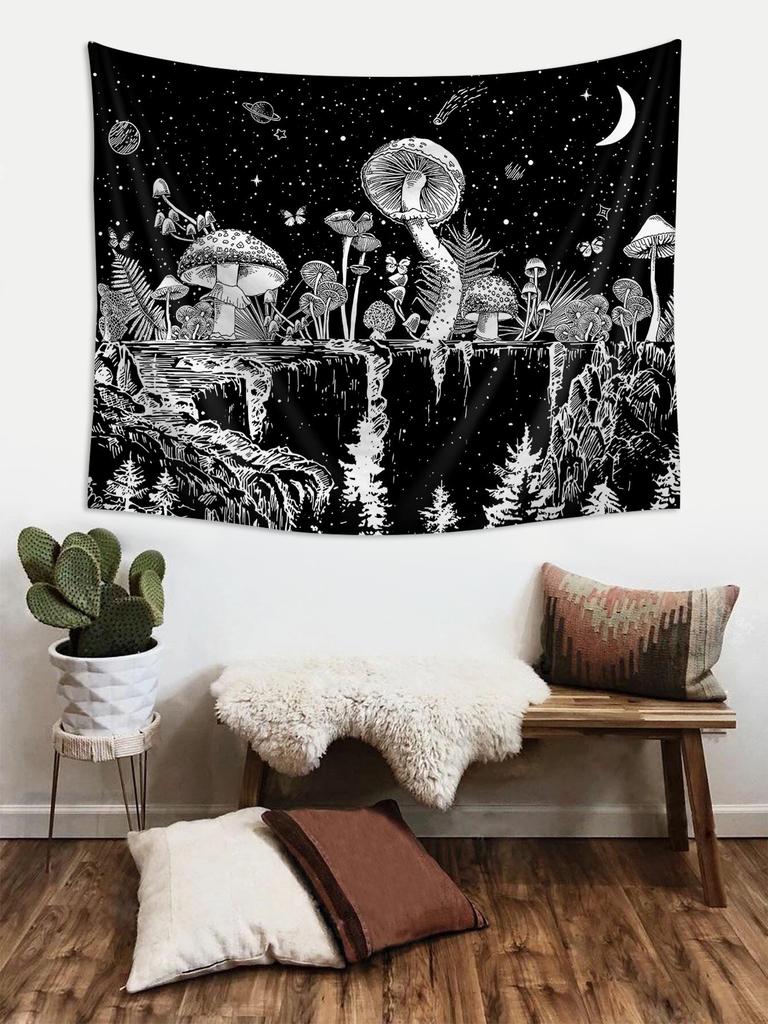 1pc Mushroom Pattern Tapestry MultiSize Home Bedroom Wall Art Decor