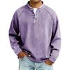 Men S Vintage Washed Stand Collar Long Sleeve Loose Solid Color Sweatshirt