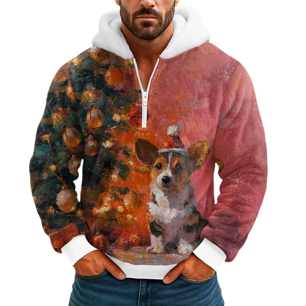 Men's  Leisure  Half  Zipper  Hooded  Hood  Long  Sleeves  Hoodie