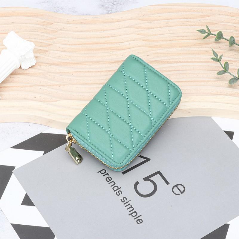 High-end Exquisite Sheepskin Small Card Bag Women's Fashionable Embroidered Zipper Organ ID Multi-card Change Purse