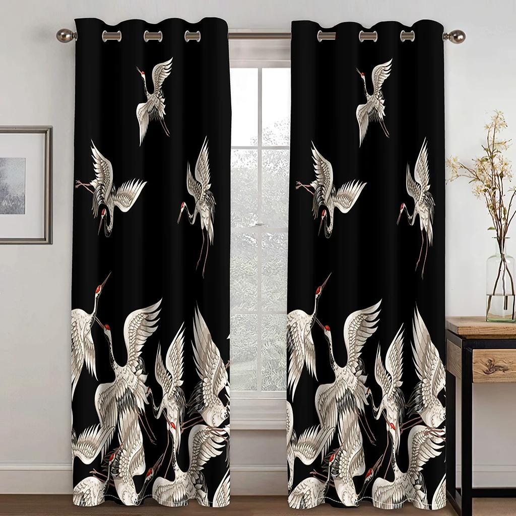 Japanisch Schöner Kran Sonne Welle Berg Wolke Hochverdunkelungsvorhang Schlafzimmer Wohnzimmer Hotel Fenstervorhang 2 Paneele Verdunkelung