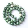 Green Floating Spot Stone Natural Round Beads 15"Strand Smooth Loose Spacer Beads 4/6/8/10/12mm for Jewelry Making DIY Bracelets Accessories