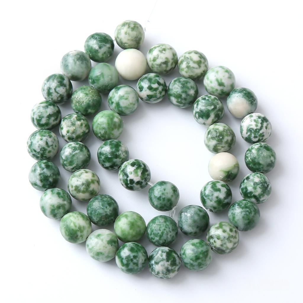 Green Floating Spot Stone Natural Round Beads 15"Strand Smooth Loose Spacer Beads 4/6/8/10/12mm for Jewelry Making DIY Bracelets Accessories