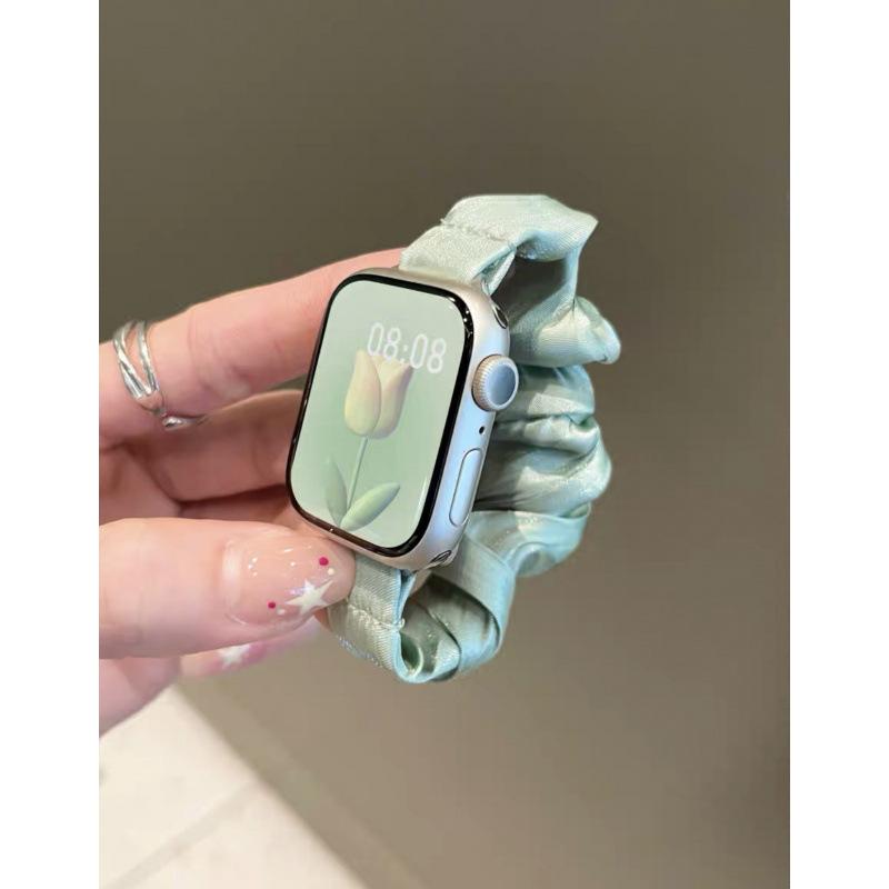 For AppleWatch8910 Apple Watch Strap iwatch11SE Feeling French Pearlescent Hairband Strap