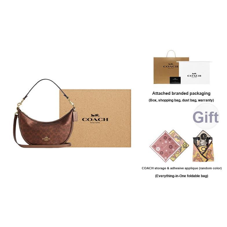 Coach Aria 26 Silver Accessories Pearl Print Faux Leather And Cowhide Medium Shoulder Bag Women shoulder bag Copper CCL27-IMYGQ