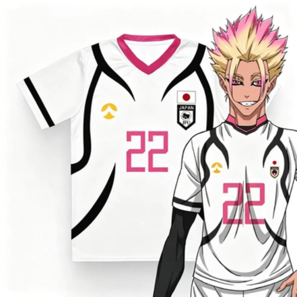 Blue Lock Anime Soccer Jersey Ryusei Shidou Itoshi Sae Unisex V-Neck Sports T-Shirt S