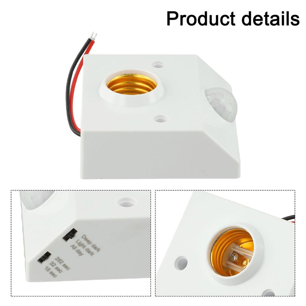 Energy Saving Lamp E27 Socket Holder Adjustable Sensing Distance Customizable Delay Settings Easy Installation Process